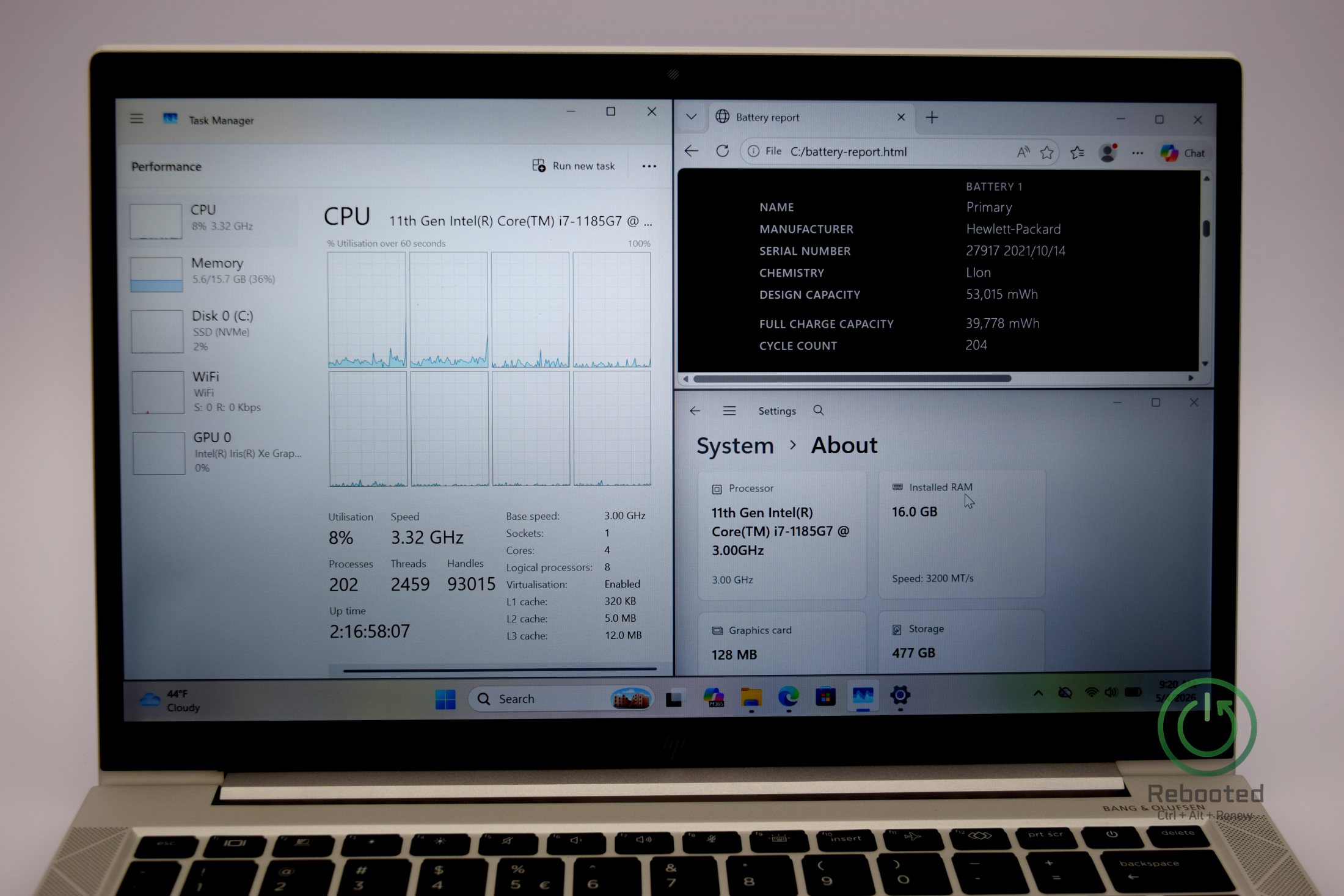 HP EliteBook 830 G8 product photo with Intel Core i7-1185G7, 16 GB DDR4, view 6